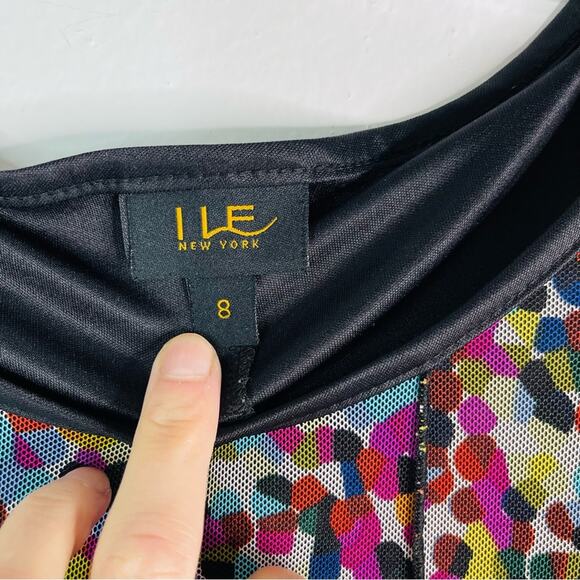 ILE NY colorful pink black white dot mesh 90s y2K maxi dress 8 - Picture 7 of 8